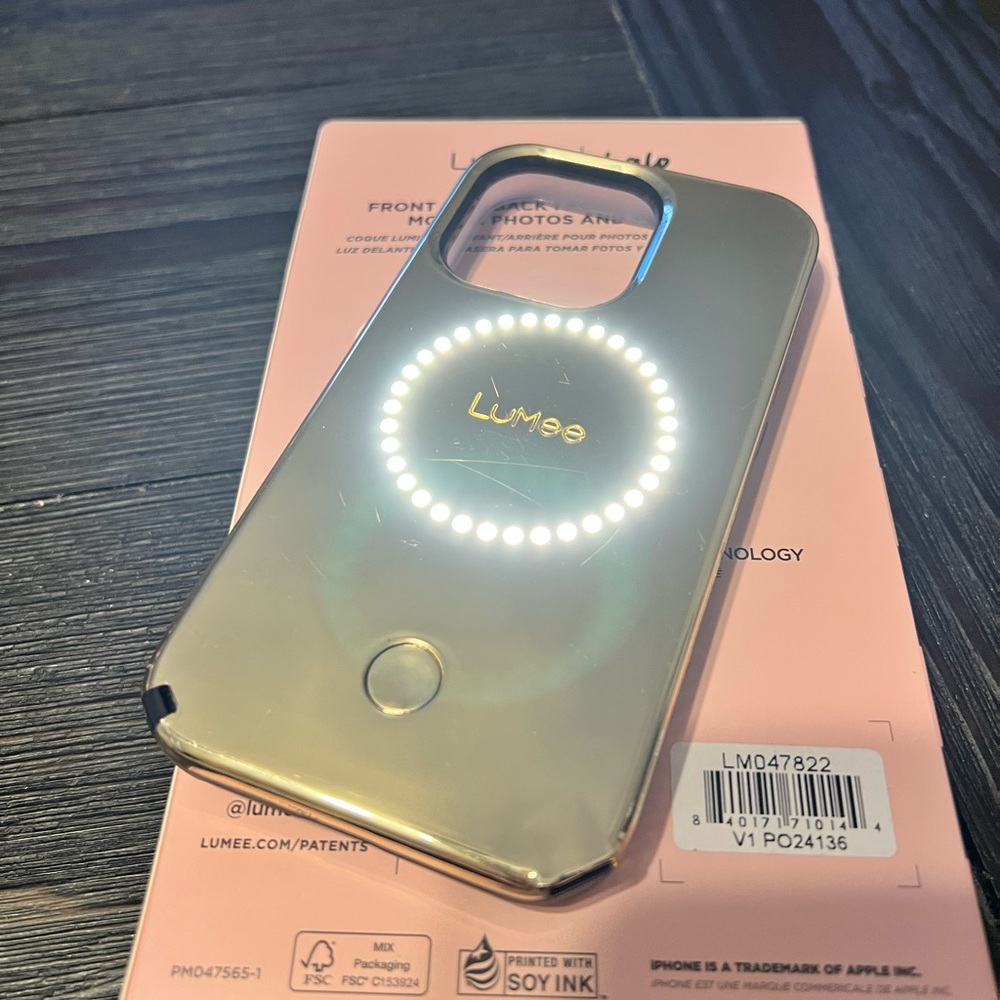 Gold LuMee Halo Lighted Case 13 Pro. Perfect for selfies.
